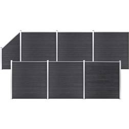 vidaXL Pannelli Recinzione WPC 6 Quadrati 1 Inclinato 1138x186 cm Grigi