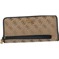 Guess Aviana Latte & Black Logo Zip Around Wallet Accessories: One-Siz