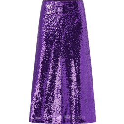 Selected Paljettihame SlfSola HW Midi Sequins Skirt - Liila