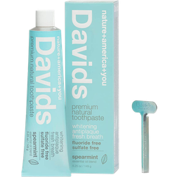 Davids Natural Toothpaste, SPEARMINT, Whitening, Antiplaque, Fluoride Free, SLS