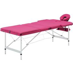 vidaXL foldbart massagebord 3 zoner aluminium pink