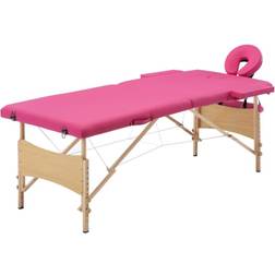 vidaXL Massagetafel inklapbaar 2 zones hout roze