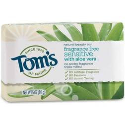 Tom's of Maine Natural Beauty Bar Soap for Sensitive Skin With Aloe Vera, Fragrance-Free, 5