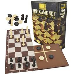 M.Y 3-in-1 Chess Checkers and Tic-Tac-Toe Game Set