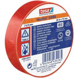 TESA Nastro Isolante Approvato Rosso 20 m x 19 mm 53988