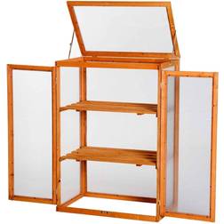 OutSunny 3-tier Wood Greenhouse Plant Storage Shelf Garden Cold Frame Grow