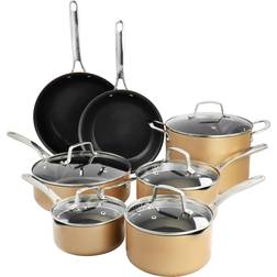 Martha Stewart Copper Hard Anodized Nonstick Cookware Set with lid 12 Parts