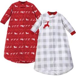 Hudson Baby Size 0-9M 2-Pack Sleigh Fleece Long Sleeve Sleeping Bags In Red Red 0-9 Months