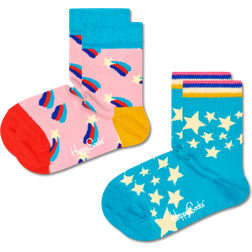 Happy Socks Crew Socken Kinder Shooting Star - Rosa/Turquoise/Red/Dark Yellow/White/Navy