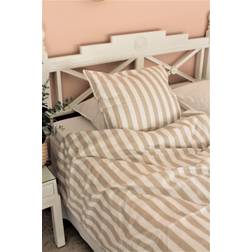 Omhu OMHU Blok Strib Dynebetræk Beige (220x140cm)