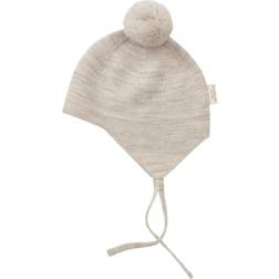 Copenhagen Studios Colors Hue Wool Knit Bonnet w. Pompom - Pale Cream Melange