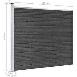 vidaXL hegnspanelsæt 353x146 WPC grå