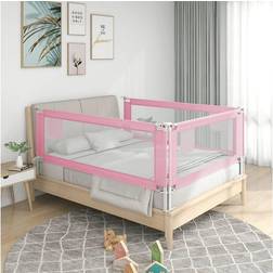 vidaXL Barandilla De Seguridad Cama De Niño Rosa Tela 140x25 cm