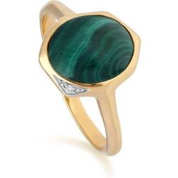Gemondo Irregular B Gem Malachite & Diamond Ring in Plated Sterling