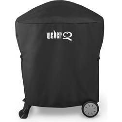 Weber Premium Grill Cover For Q 100/1000 Or 200/2000 Series Gas Grills On Rolling Cart 7113 - Black