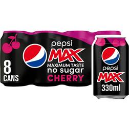 Pepsi Max Cherry No Sugar Cola Can 33cl 8Pacco