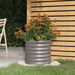 vidaXL grey, 40 Garden Planter Powder-coated Steel Raised Bed Flower Pot