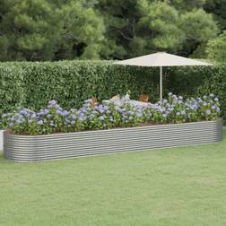 vidaXL Jardinera Arriate Acero Recubrimiento Polvo Plata 584x140x68 cm