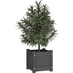 vidaXL grey, 2 2x Solid Pinewood Garden Planters Flower