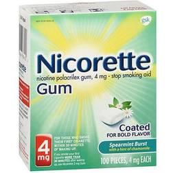 Nicorette Nicotine Gum to Stop Smoking Spearmint Burst, 4mg, 100