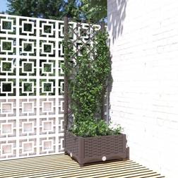 vidaXL Garden Planter with Trellis Brown PP Raised Bed Flower Box