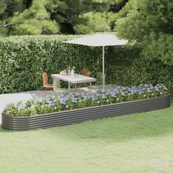 vidaXL grey, 507 Garden Planter Powder-coated Raised Bed