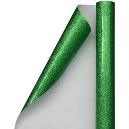 Jam Paper Christmas Glitter Green Gift Wrap 25 Sq.ft