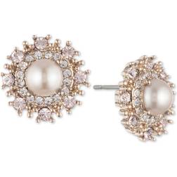 Marchesa Gold-Tone Cubic Zirconia & Imitation Pearl Button Earrings