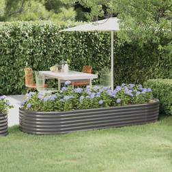 vidaXL grey, 249 Garden Planter Powder-coated Raised Bed