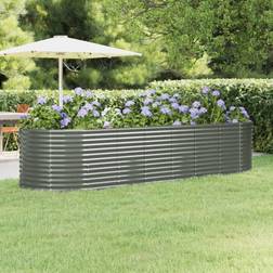 vidaXL Jardinera Arriate Acero Recubrimiento Polvo Gris 322x100x68 cm