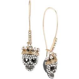 Betsey Johnson Pave Skull Dangle Earrings