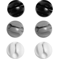 D-Line Kabelclips 6-pack Svart/Grå/Vit