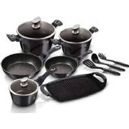 Berlinger Haus Carbon Pro Induzione 12-pcs Alluminio Antiaderente Casseruoli Padelle Piastra Grigio Set di pentole con coperchio