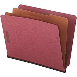 Universal Red Pressboard End Tab Classification Folders, 2 Dividers, Letter