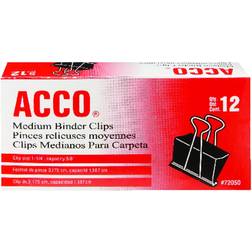 Acco Binder Clips, Medium 12 Count