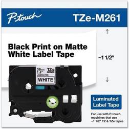 Brother TZe-M261 Adhesive Laminated Labeling Tape Black on Matte White 3.6 cm x 8 m