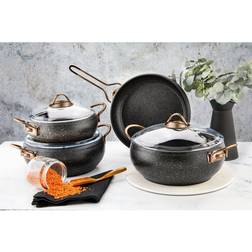 Evimsaray Alya Series 7-Piece Non-Stick Granite Cookware Set Cookware Set with lid