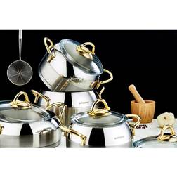 Evimsaray Venus Series 8-piece Cookware Set Gold Handles Cookware Set with lid