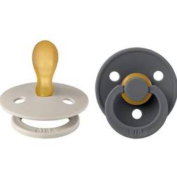 Bibs Fopspeen Colour Symmetrische speen Sand & Iron 0-6 maanden, 2 stuks. Natuurlijk