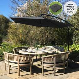 MonsterShop 3m Garden Parasol Banana Hanging Cantilever Umbrella Crank