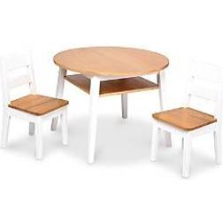 Melissa & Doug 3-Piece Wooden Round Table Chairs Set neutral one-size