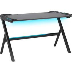 Beliani Modern Gaming Desk with RGB LED Light 120 MDF Home Office Black Danvers - Black