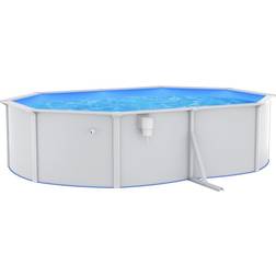 vidaXL swimmingpool med stålvæg 490x360x120 cm oval hvid