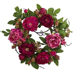 Nearly Natural 20" Peony Wreath