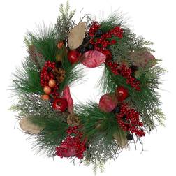 Northlight Harvest Pine Berry Pomegranate Wreath Christmas Tree Ornament