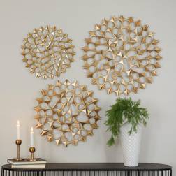 Litton Lane Gold Metal Modern Set of 3 Wall Decor