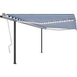 vidaXL Tenda Da Sole Retrattile Manuale con LED 4x3 m Blu e Bianca