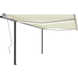 vidaXL Toldo Manual Retráctil Con LED Crema 4x3 m