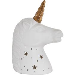 Premier Housewares Kids Unicorn Night Light White Ceramic Gold Coloured Horn Night Light