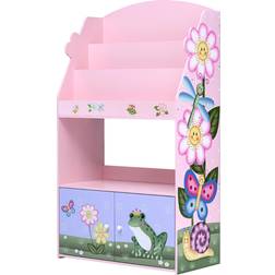 Teamson Kid's Fantasy Magic Garden 3-Tier Wooden Bookshelf with Storage